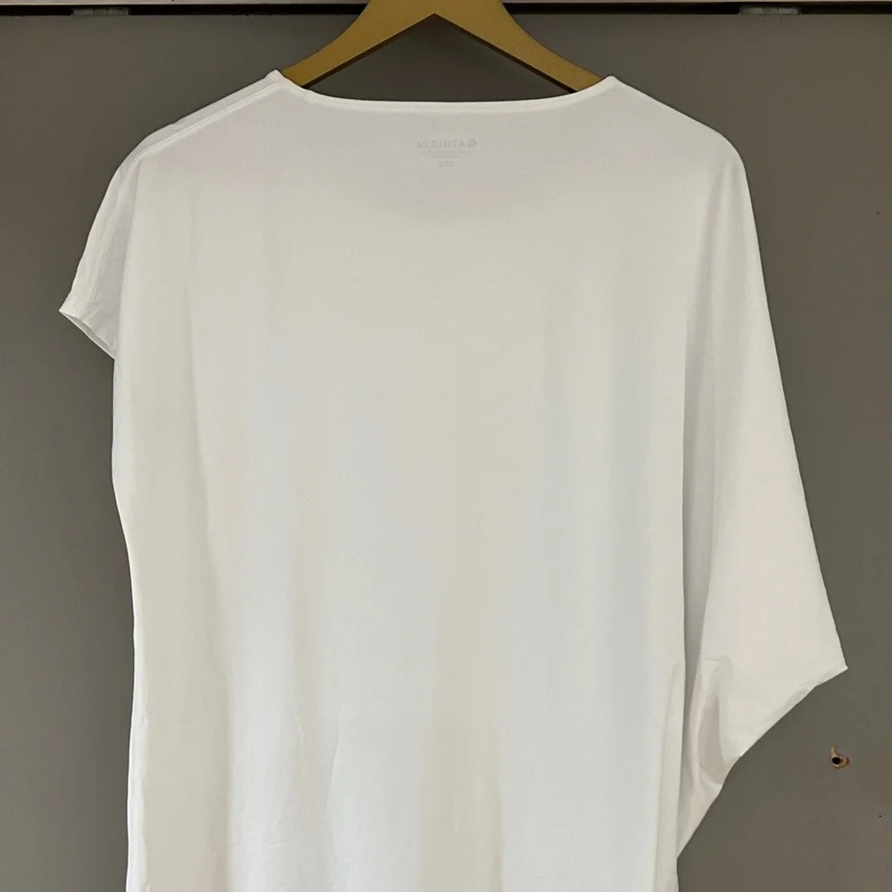 Athleta White Asymmetrical Tunic Stretch Top Minimalist Athleisure - Picture 7 of 9